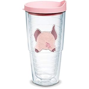Tervis Plastic Front & Back Pig Made in USA Double Walled Insulated Tumbler Travel Cup Keeps Drinks Cold & Hot, 24oz, Clear