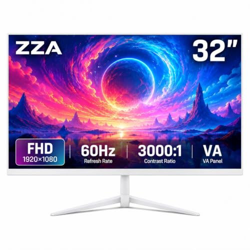 ZZA 32 Zoll Full HD Monitor, 1920 x 1080, PC-Bildschirm für Homeoffice, VA – Ansicht 1