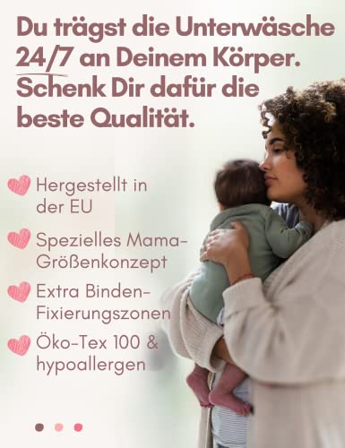 Mrs. Mum Wochenbett Unterwäsche I 8 STK. I DERMATEST: SEHR GUT I Made in EU I Öko-Tex I Wöchnerinnen Slips zur Fixierung von Wochenbett Binden nach Geburt I Netzhosen Wochenbett