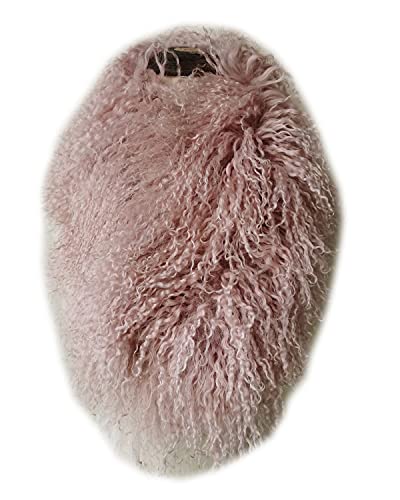 hand-made Women Real Mongolia Lamb Hair Scarf with Clip Collar