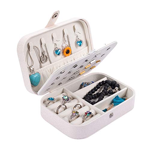 Valyria Travel Jewelry Case, Double Layer Portable Travel Jewelry Box Organizer Display Storage Case for Rings Earrings Necklaces Jewelry