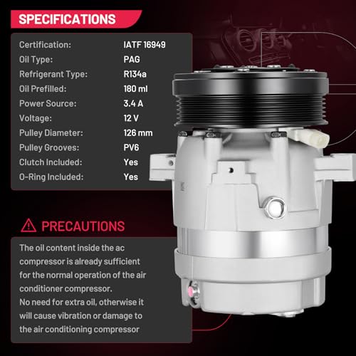 BDFHYK 1135238 Air Conditioning A/C Compressor with Clutch Compatible with Buick LeSabre, Park Avenue 1996-2005, Riviera 1996-1999, Compatible with Oldsmobile 88 LSS 1996-1999, Regency 1997-1998