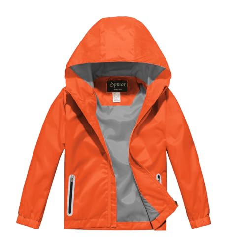 Image of Boys Girls Rain Jackets Lightweight Waterproof Hooded Raincoat Lined Windbreakers for Kids