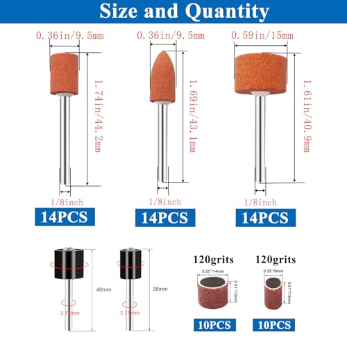 Image of Tnisesm 64Pcs Sanding Bits & Sanding Drum Set for Dremel Rotary Tool with Box, Aluminium Oxide Tough Enough to Metal Rust Removal /Smoothing /Sharpening, Different Shape Meet More Needs