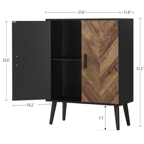 Iwell Storage Cabinet with Adjustable Shelf & Doors, Entryway Cabinet, Accent Cabinet for Living Room, Dining Room, Entryway, Black - Thumbnail 2