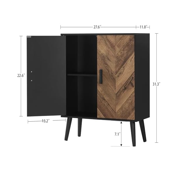 Iwell storage cabinet with adjustable shelf doors entryway cabinet accent cabinet for living room dining room entryway black  urban country home decor