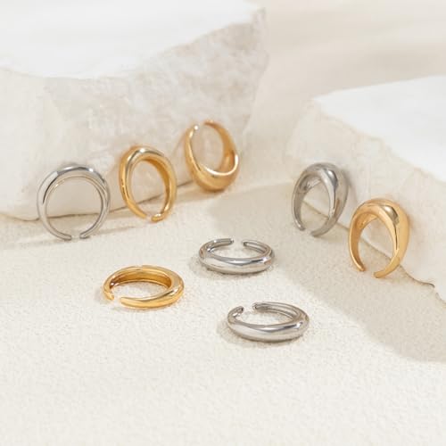 Image of Shining Diva Fashion Stylish Trendy Finger Rings Set for Women & Girls | Chunky Minimal Statement Ring Combos Modern Elegant Jewellery Collection