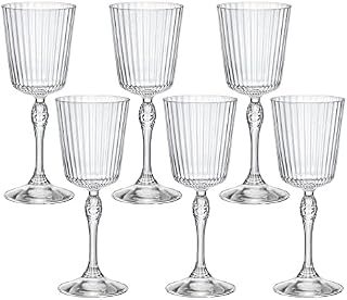 Bormioli Rocco 6 Piece America '20s Cocktail Glasses Set - Vintage Art Deco Cocktail Wine Stemware Glass - 250ml