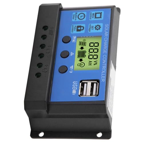Image of Blackt Electrotech BT61C Solar Charge Controller - 12V /24V 10A PWM Regulator with LCD Display & Dual USB Ports for Solar Panel Charging, Home & Industrial Use