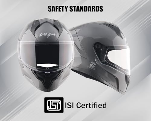 Image of Vega Sonic Solid Full Face Motorcycle Helmet with Shock Absorbing Liner, Comfortable Interior, Lightweight Shell, Aerodynamic Design, Ventilated Fit, and Trendy Athena Grey Finish Athena Grey-L