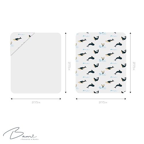 Image of BAMI Baby Hooded Bath Towel - Printed 100% Cotton Muslin Front & Soft Cotton Towel Back - Dual-Layer, Ultra-Absorbent, Gentle for Newborns, Infants & Toddlers
