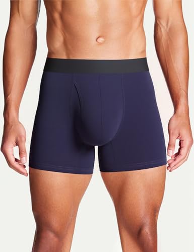 3 Pack Mens Cotton Boxer Briefs Soft Stretch Underwear Breathable Trunks3