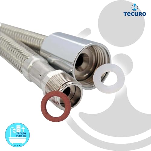 tecuro Ersatz Brauseschlauch für Geschirrbrause, Anschluss M15/1 x 1/2 Zoll Konusmutter Länge 120 cm Edelstahlumflechtung für Küchenarmaturen