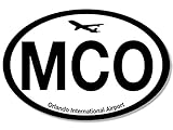 Oval MCO Orlando Airport Code Sticker Decal (Jet Fly air hub Pilot fl) 3 x 5 inch