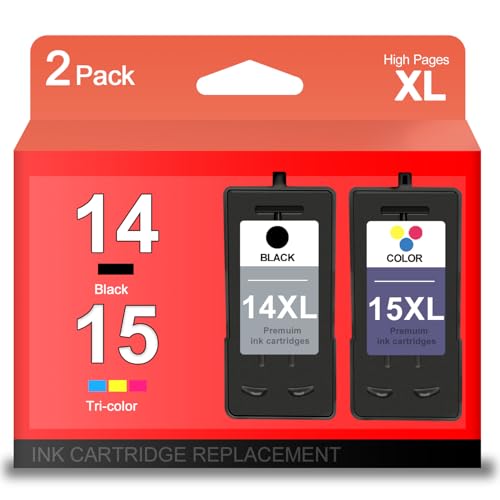 AITERJET 14XL 15XL Ink cartridges Remanufactured Ink Cartridge Replacement for Lexmark 14XL 15XL C2090 (Black) Compatible with Z2300, X2600, X2650, Z2320, X2670, X2630 Printer printhead