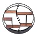 Etagere Murale Metal Ronde Industrielle Étagère Rangement Support Rond Vintage avec 6 Etageres, Decoration Murale en Métal et Bois, Ø59cm