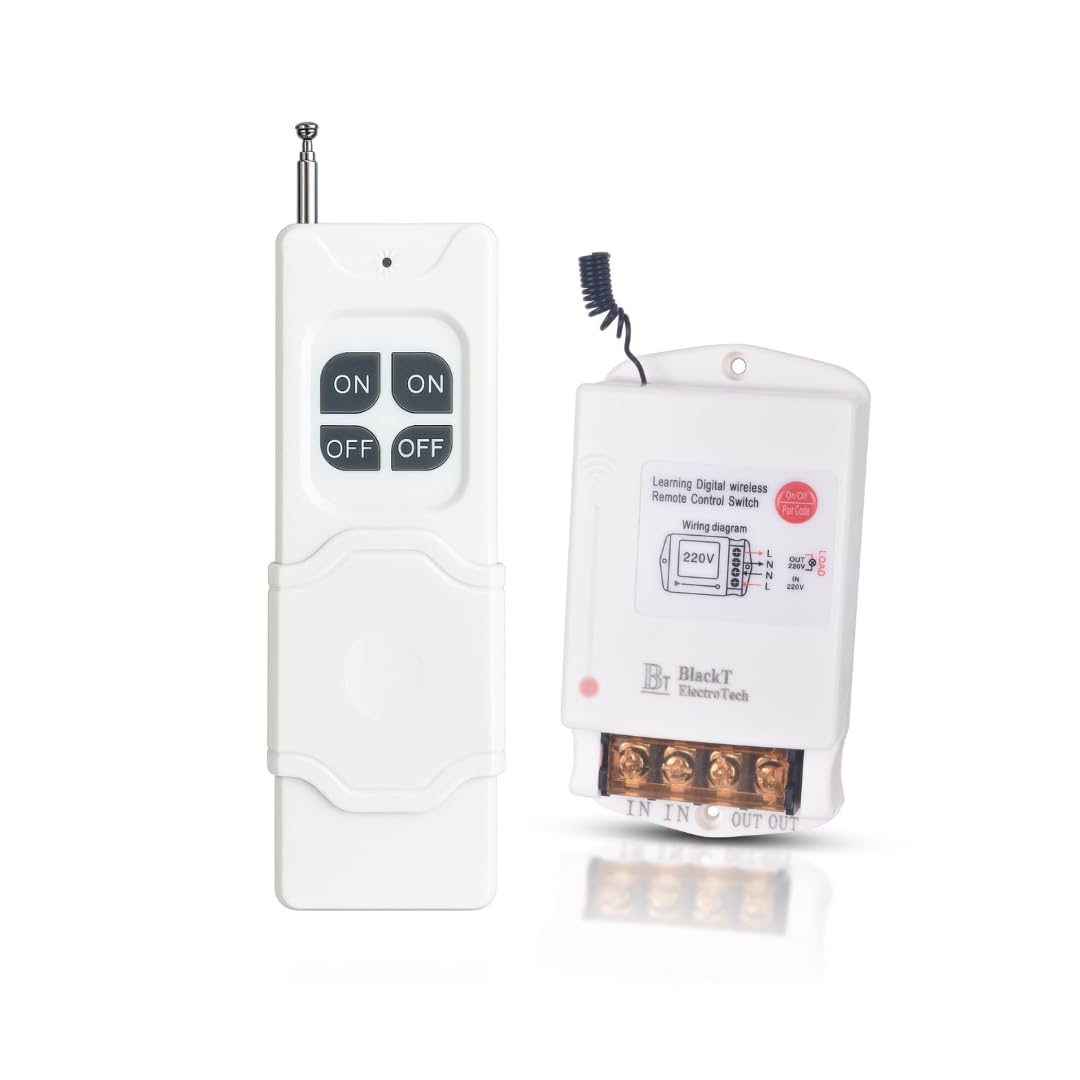 Blackt Electrotech BT16R11 220V RF Remote Switch - Long Range 32 Amps for moter Pump, Wireless Industrial Control, High Power Household Remote Control Switch (3 KM)