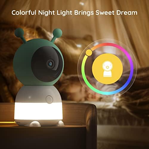 2K WiFi Baby Monitor With Two Cameras, App & 5" Split-Screen Control, Motion&Cry Detection, Night Light, Auto Tracking, PTZ, Night Vision, Humidity & Temperature Sensor, 2-Way Audio, Custom Alert Area