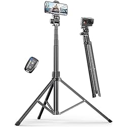Tripode Alto Para Celular Pnirti Trípode para Móvil 180cm, Extensible Profesional Estable Aluminiocon Trípode con Control Remoto & Teléfono Soporte, Compatible con iPhone/Samsung/GoPro
