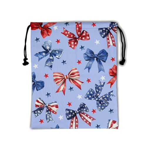 Image of Blue Bowknot Gymnastics Grip Bag American Patriotic Small Gym Athlete Bags for Outdoor Sports