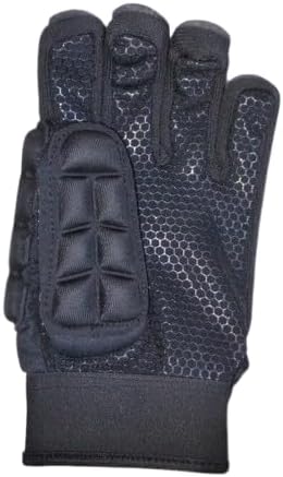 Field Hockey Gloves, Black, Padded Protection with Mesh Palm