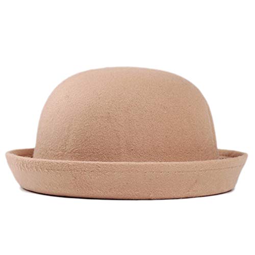 Elee Child Girls Vintage Wool Felt Bowler Hat Caps Derby Cap Dome Hat (#3 Camel)