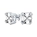 1CT solitario cuadrado Asscher corte CZ prong conjunto cúbica Zirconia Stud Pendientes para mujer 925 plata de ley