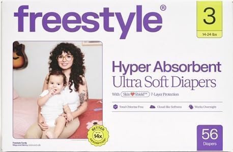 Free~Style Hyper Absorbent Ultra Soft TCF Luxury Diapers, (3, 56, Count)
