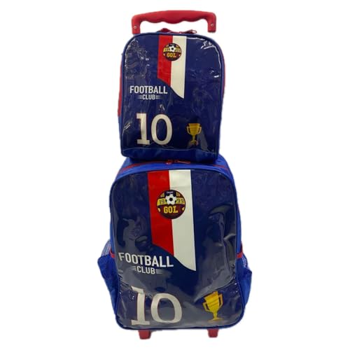 mochila rodinhas lancheira kit football clube