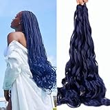 Gozill Navy Blue French Curl Braiding Hair 24 Inch Bouncy French Curl Hair for Braiding