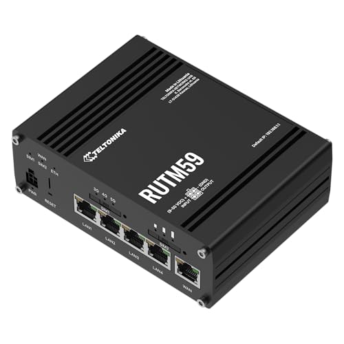 Image of Teltonika RUTM59 5G Industrial Router - Global 5G Sub-6 SA /NSA, Dual SIM Failover, GNSS GPS, 5 x Gigabit Ethernet, USB, VPN & RMS Support (RUTM59000000)