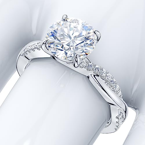 THELANDA Sterling Silver 4-Prong Petite Twisted Vine 2.0 CT Genuine Moissanite Engagement Ring Promise Bridal Ring (4.5) - Image 5