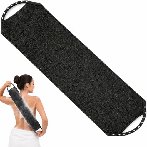 Image of Back Scrubber for Shower, Double Sided Exfoliating Back Exfoliator with Handles, Stretchable Long Body Washcloth for Men Women, Deep Cleansing Exfoliating Shower Towel (Black)