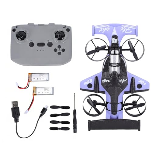 CCYLEZ Drone y Coche RC 2 en 1, Juguete RC con Modos de Vuelo y Deriva, Cuadricóptero Transformable para Niños Adultos, Despegue Fácil con una Sola Tecla, 3 Velocidades, 15 Minutos de (PURPLE)