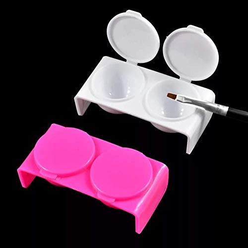 6pcs (white+rose red) Plastic Double Cup Nail Art Cup Bowl Soaking Dish Dappen Bowl Cup Dish with Lid for Mixing Acrylic Powder Liquid Nail Art Manicures Accessories image 5