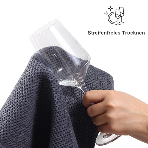 Moosfor Geschirrtücher 100% Baumwolle 6er Set 30 x 30 cm Dunkelgrau – Ansicht 5