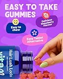 Vitawell Hair Lush Locks Gummies - Hair Growth + Skin + Nails Vitamins Chews | Complex Formula 5000µg Biotin + Zinc + Vitamin A, D3, C, B12 | 60 Berry Burst Flavour | Supplement for Men & Women - Image 5