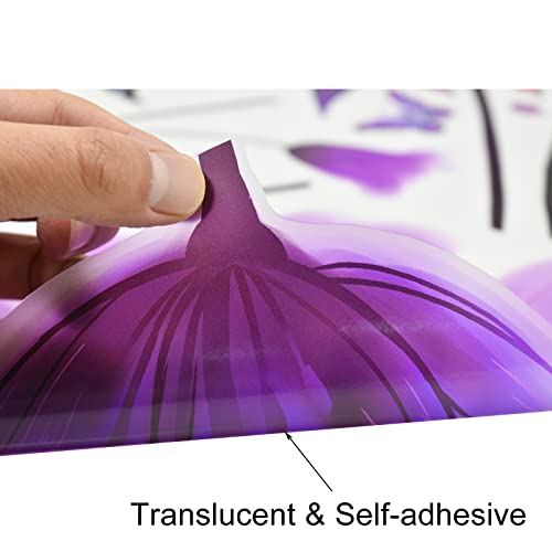 Pinenjoy Butterfly Girl Wall Decal Purple Flower Fairy Wall Sticker Colorful Floral Wall Mural 63X37Inch Diy Self-Adhesive Vinyl Wall Decor For Girls Living Room Nursery Bedroom Playroom #TOP4