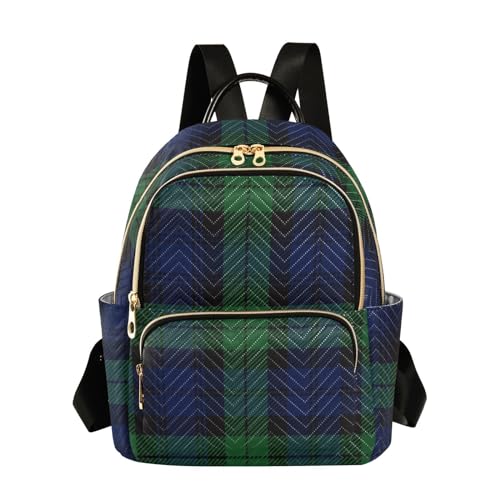 Black Watch Tartan Plaid Mini Backpack for Women, Travel Backpack Purse Daypack Shoulder Bag for Ladies