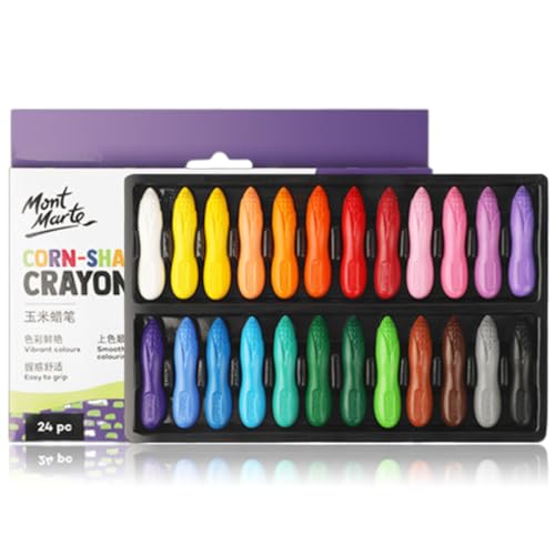 lafomukea Lápices de cera de maní para niños pequeños, 24 colores, lápices de colorear para niños con caja, lavables, no tóxicos, fáciles de sostener, lápices de colores para niños pequeños,