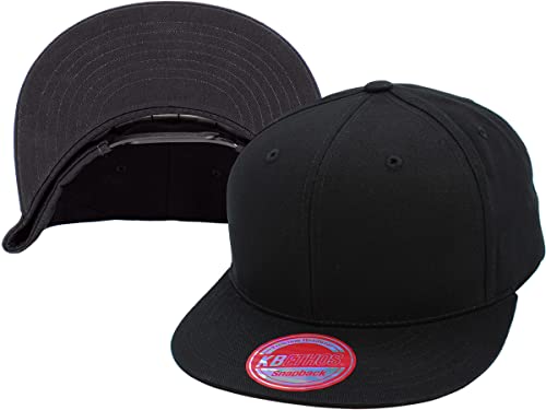 Image of KBETHOS Classic Snapback Hat Blank Cap Underbrim Cotton Wool Blend Flat Visor Adjustable Unisex