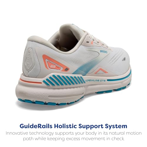 Brooks Women’s Adrenaline GTS 23 Supportive Running Shoe - Coconut/Papaya/Blue - 10 Medium