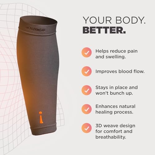 Image of Incrediwear Calf Sleeve - Calf Sleeves for Men and Women to Help with Muscle Pain Relief, Shin Splints, and Muscle Recovery (Charcoal, S /M)
