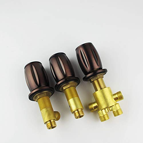 Antique Oil-Rubbed Bronze Waterfall Widespread Tub Filler Bathtub And Shower Faucet Set Lavatory Vessel Sinks And Faucet Combo,Deck Mounted Shower Trim Kit Three Handles Five Holes #TOP2