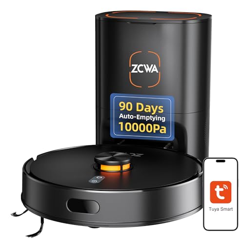 ZCWA Robot Vacuum and Mop Combo, 10000Pa Max Suction, Robotic Vacuum with LiDAR Navigation Smart Mapping, 90 Day Self-Emptying, 160 Min Runtime, 3.5L Dust Bin, Ideal for Hard Floor