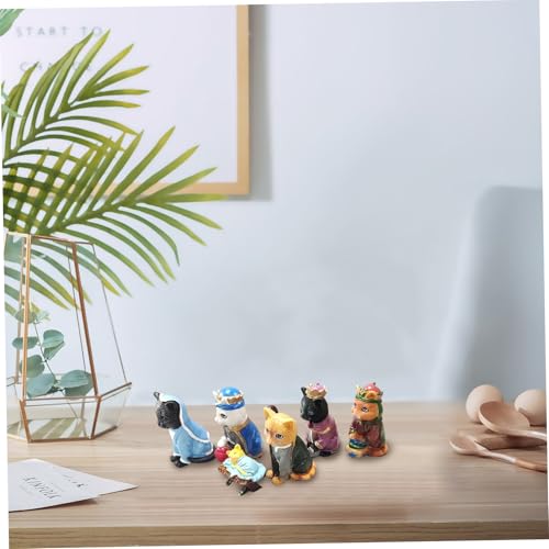 NASSMOSSE Cat Nativity Set 6PCS Simulation Cat Nativity Scene Funny Halloween Ornament Nativity Scene Resin Sculpture Nativity Animals for Collectibles Decoration Trend - Image 4