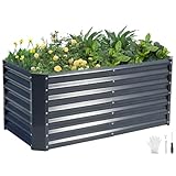 GoCampDirect 4x2x1.86ft Raised Garden Bed - Galvanized Deep Root Planter Boxes Outdoor with Wing Nuts and Safety Edges for Gardening Vegetables, Flowers, Herbs, Succulents - Gray