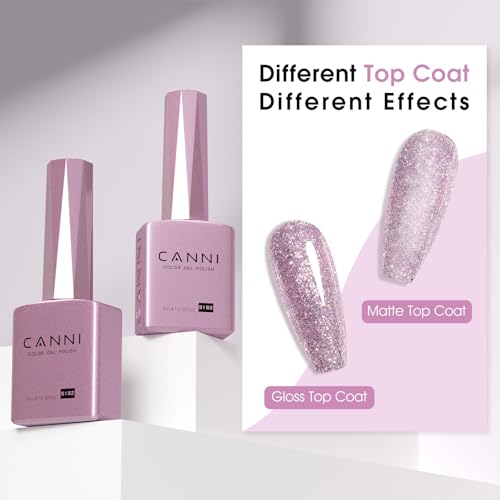 Image of CANNI 9ml Purple Glitter Gel Nail Polish, High Gloss UV LED Soak Off Gel