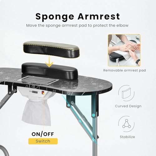 Station de manucure au salon avec table pliable et lampe LED - 4