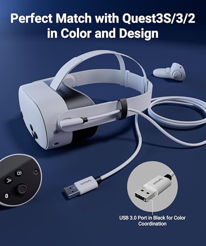 Syntech Link Cable 16FT for PCVR Compatible with Oculus/Quest 3/Meta Quest 3S, Quest2/Pro/Pico 4/Ultra Accessories and PC/SteamVR, High Speed PC Data Transfer, USB 3.0 to USB C Cable for VR Headset - 2
